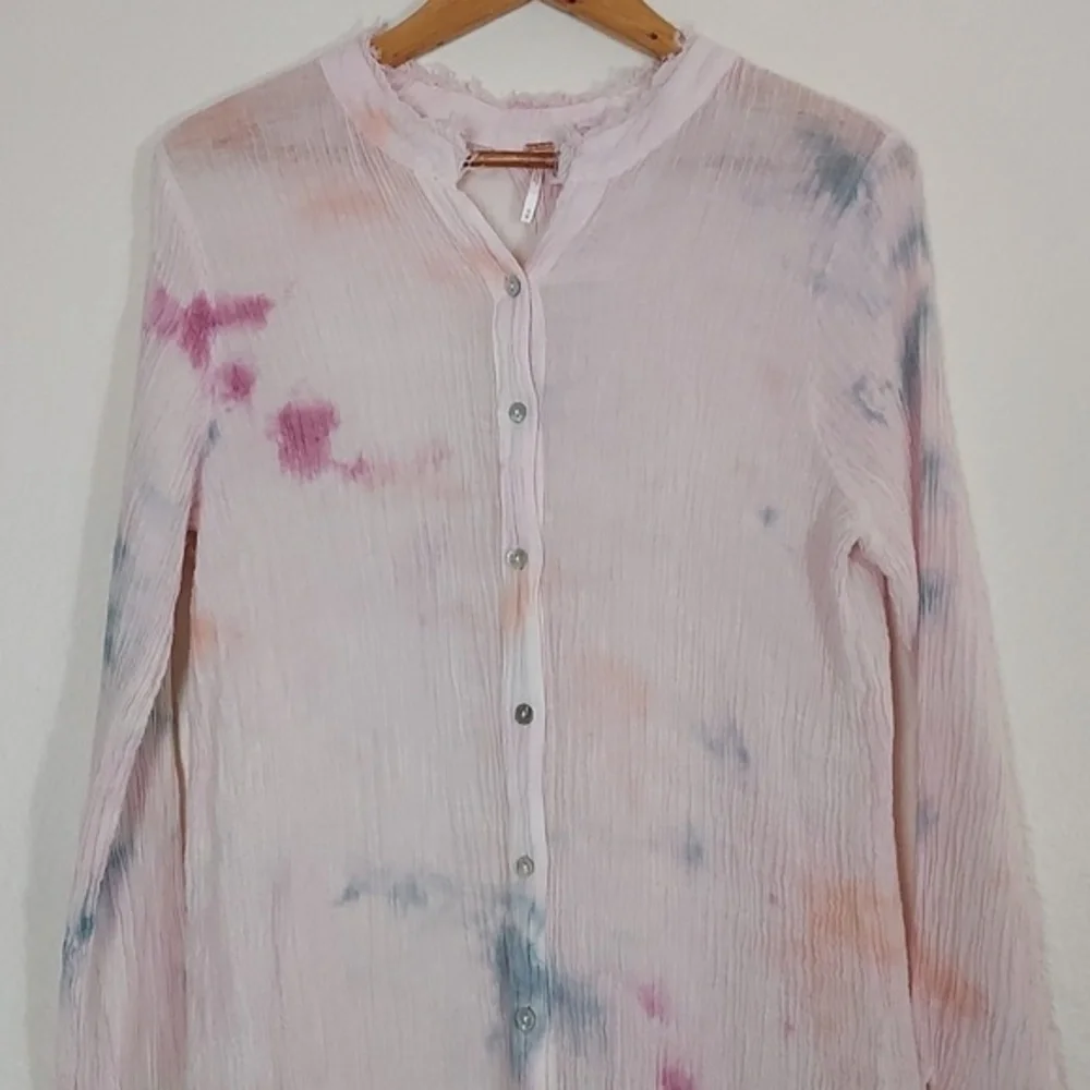 Free People Happiest Morning Button Down Dress Linen Cotton Medium
